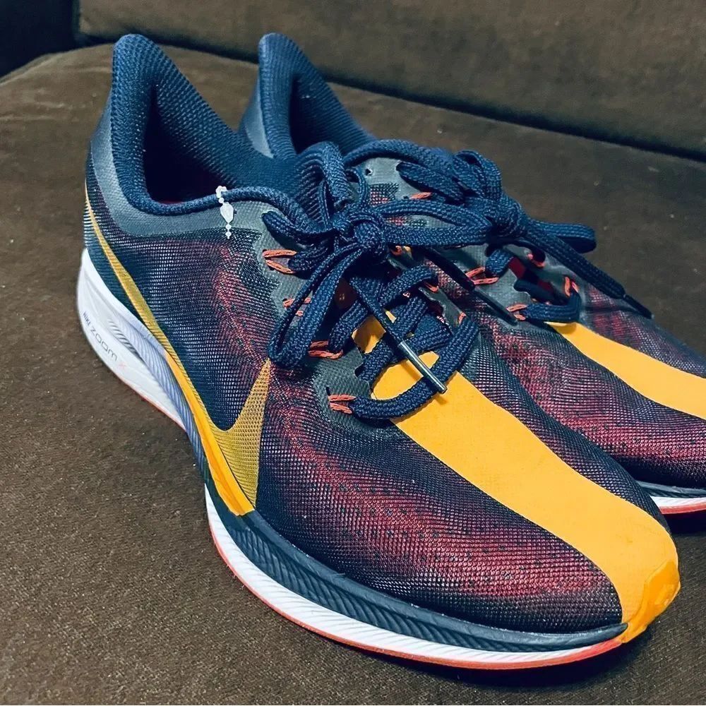 New Nike Pegasus 35 Turbo Racing Stripe Indigo Navy Marigold Orange Womens 8 MED